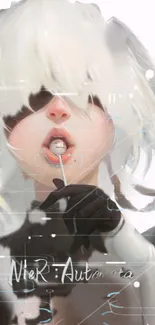 Nier: Automata character with lollipop.