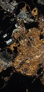 Aerial city lights viewed at night