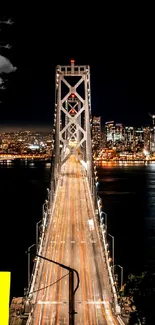 Mobile wallpaper of city bridge at night with glowing city lights.