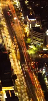 Dynamic city lights at night with vibrant long exposure trails.