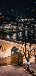 City night scene with bridge at night.