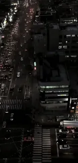 Night cityscape with street view and traffic at night.