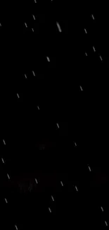 Dark night sky wallpaper with falling snowflakes.