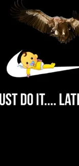 Funny Nike slogan wallpaper with a humorous twist.