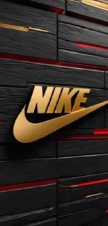 Nike black abstract wallpaper with gold accents