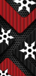 Ninja star geometric pattern with red and black.