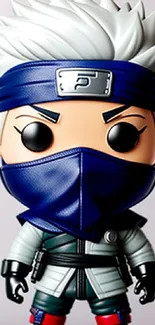 Ninja toy character with blue accents, ideal for anime enthusiasts.