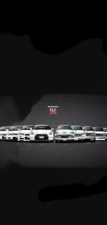 Nissan GTR car lineup in sleek wallpaper design.