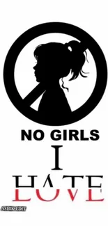 No girls I hate love silhouette design wallpaper