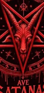 Red occult goat pentagram design with dark details.