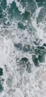 Aerial view of dynamic ocean waves, full of motion and intricate patterns.