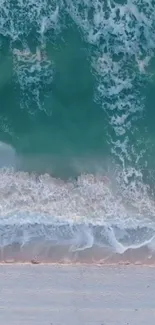 Serene ocean waves crashing on a sandy beach.