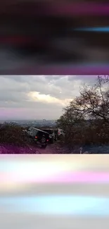 Off-road vehicle on scenic adventure trail with vibrant sky.