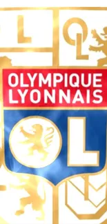 Olympique Lyonnais logo with gold accents and blue highlights.