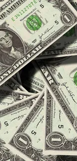 Mobile wallpaper of US dollar bills showcasing detailed currency design.