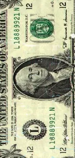 Realistic one dollar bill phone wallpaper.