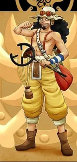 One Piece character on tan background wallpaper.