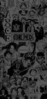 One Piece collage wallpaper with anime icons.