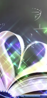 Open book with pages forming a heart shape.