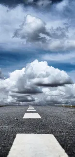 Open road under dramatic cloudy sky.