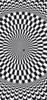 Dynamic black and white optical illusion wallpaper for phones.