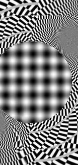 Black and white spiral optical illusion wallpaper.