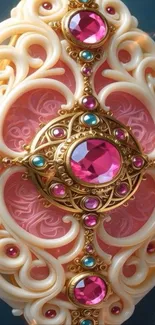 Intricate jewel design with ornate patterns on a mobile wallpaper.