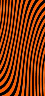 Orange and black abstract wavy line pattern for mobile wallpaper.