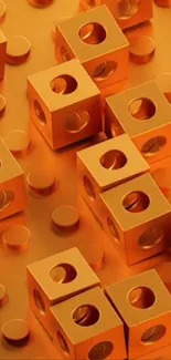 3D orange cubes abstract wallpaper design.
