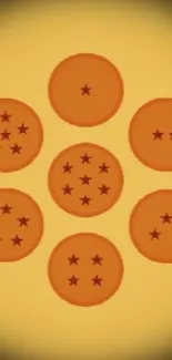 Orange dragon balls pattern on a yellow background mobile wallpaper.