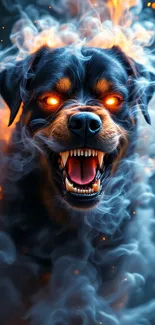 Orange Eyed Dog Emitting Smoke Live Wallpaper