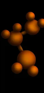 3D orange molecule design on black background wallpaper.