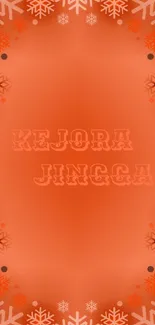 Orange wallpaper with snowflake patterns.