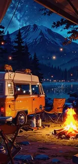 Orange Van Volkswagen Type 2 Live Wallpaper