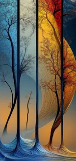 Orange Woody Plant Reflection Live Wallpaper