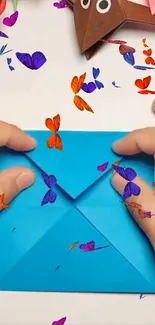 Origami with colorful butterflies design.