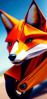 Vibrant origami fox design mobile wallpaper.