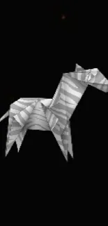 Origami zebra on a black background wallpaper.