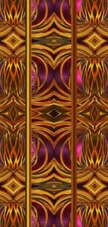 Ornate abstract pattern wallpaper with golden and maroon colors.