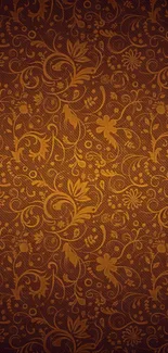 Intricate brown floral pattern wallpaper for mobile.