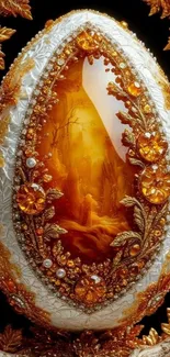 Ornate gemstone-encrusted egg with intricate details.
