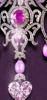 Luxurious gemstone and jewel mobile wallpaper with pink accents.