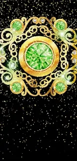 Luxurious gold and emerald ornate mobile wallpaper