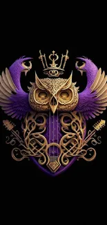 Ornate owl design with a dark background, vibrant colors.