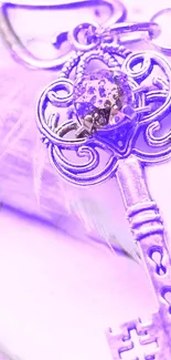 Ornate vintage key in a radiant purple hue, perfect for mobile wallpaper elegance.