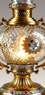 Ornate vintage lantern with glowing light design