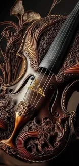 Intricate brown ornate violin mobile wallpaper.