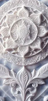 Ornate white floral design with intricate carvings.