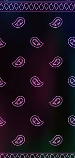 Neon paisley pattern wallpaper with vibrant colors.