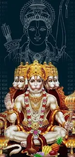 Vibrant Panchamukhi Hanuman wallpaper with spiritual and divine artistry.